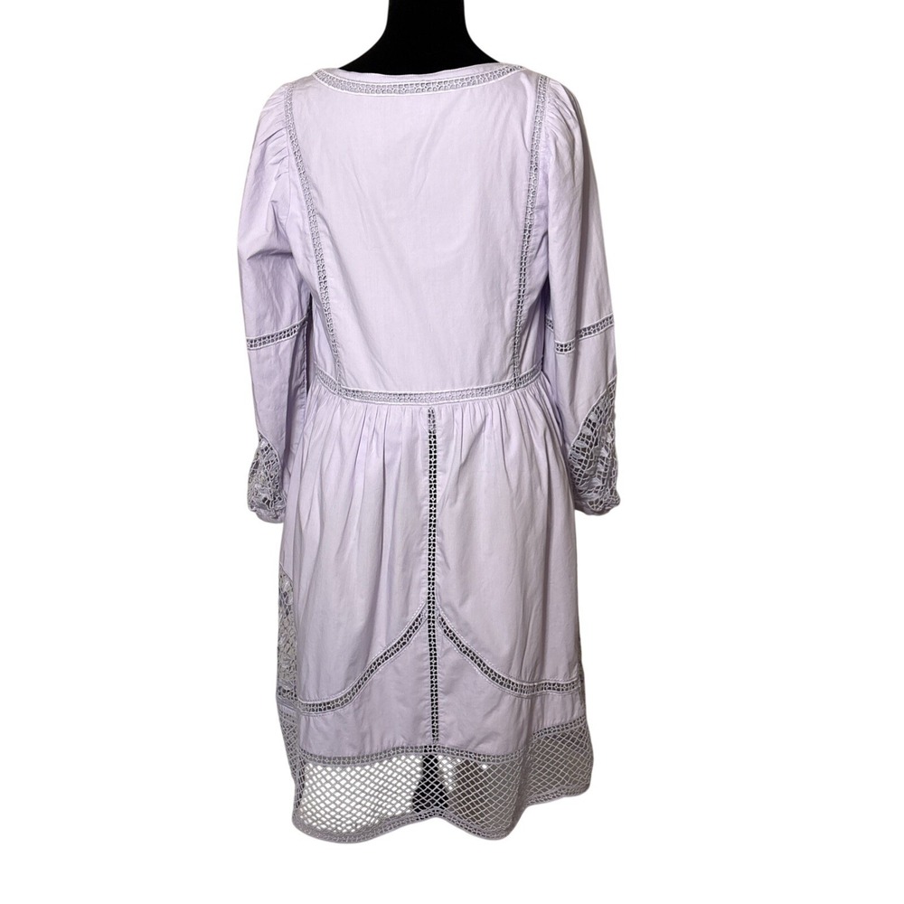Vineyard Vines Open Stitch Inset Long Sleeve Dress Lavender Small Cottagecore - Picture 3 of 9